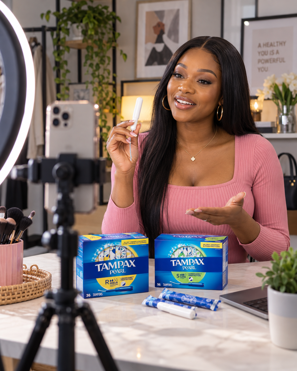 Woman learning about menstrual care
